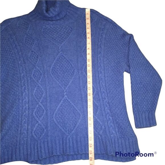 Aerie Wool Blend Oversized Soft Sweater Turtleneck Sz XS Blue Cozy Warm - Picture 5 of 9